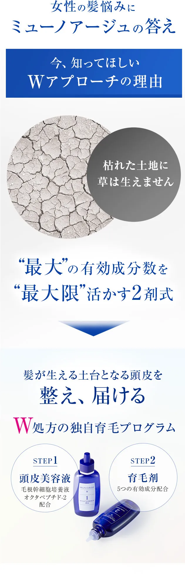 女性の髪悩みにミューノアージュの答え 今、知ってほしい Wアプローチの理由
